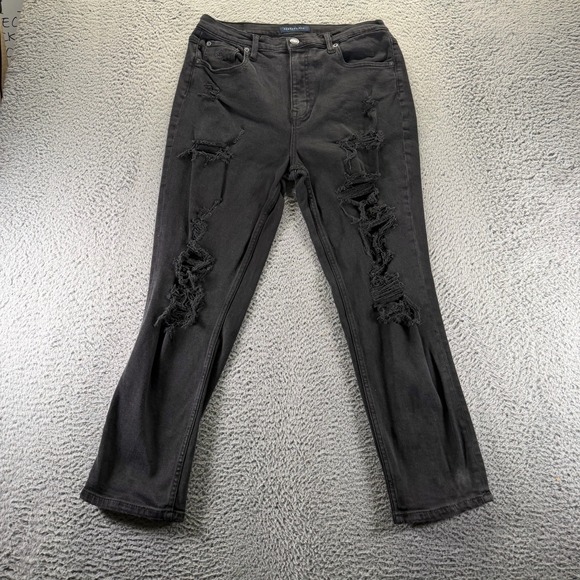 Aéropostale Denim - Aeropostale Jeans Women 32x29 Black Cotton Denim Mom Distressed Workwear Travel